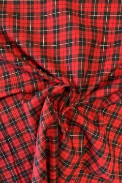 Katoen - Rood/Zwart Ruit met Lurex