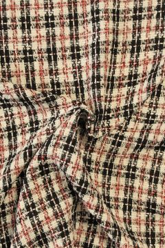 bouclé - Ruiten Zwart/Wit/Rood/Zilver