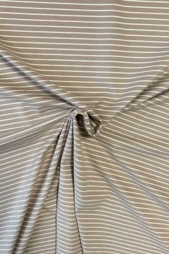 Cotton Jersey Brushed Stripes - Light taupe/White