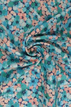 Summer Flowerfield - turquoise/salmon