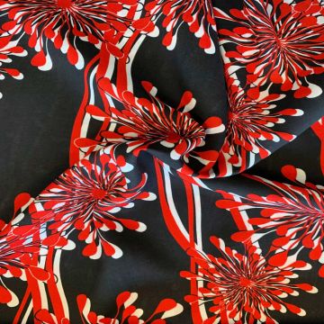 Viscose - Wiggle Flowers Black/Red