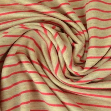 Viscose Tricot - Stripes Small Beige/ Coral