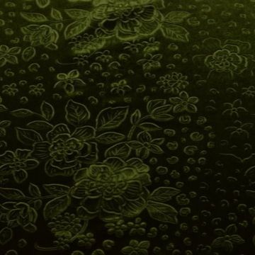 Lycra Velours - Roses & Little Flowers - Moss Green