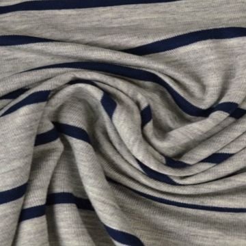 Viscose Tricot - Stripes Light Grey/ Navy