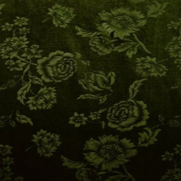 Lycra Velours - Chique Flowers - Moss Green