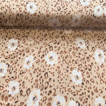 Viscose - Panther and Flowers Beige
