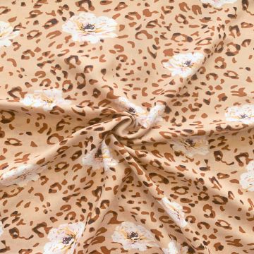 Viscose - Panther and Flowers Beige