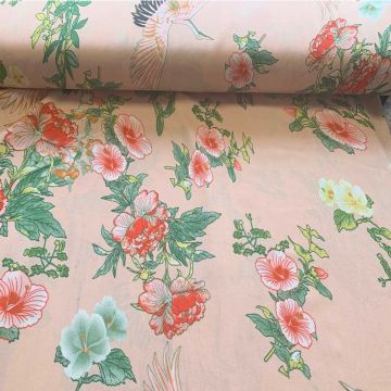Viscose - Tropical Paradise Bird Old Pink