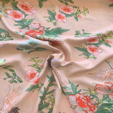 Viscose - Tropical Paradise Bird Old Pink
