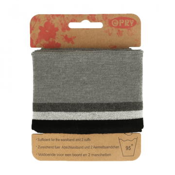 Manchetten Band Streep - Grey & Silver/Black Stripes