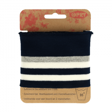 Manchetten Band Streep - Navy & White/Silver Stripes