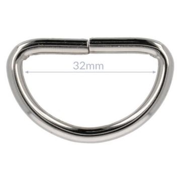 Opry D-ring - Nikkel - 32mm