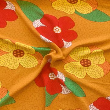 Viscose - Mozaik Flowers Dark Ocher