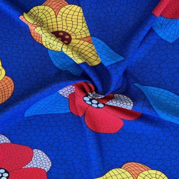Viscose - Mozaik Flowers Blue