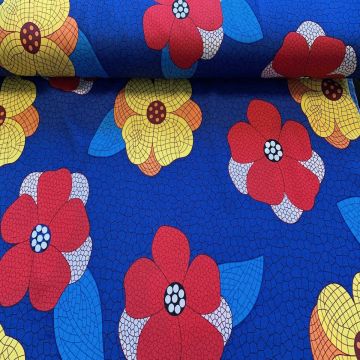Viscose - Mozaik Flowers Blue