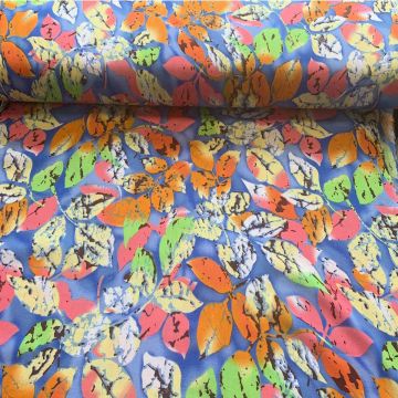 Viscose - Colored Leaves Blue