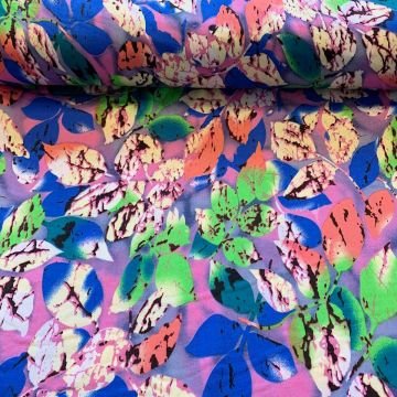 Viscose - Colored Leaves Purple