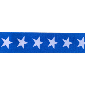 Elastiek 40mm - Stars - Blue/White - 40 mm