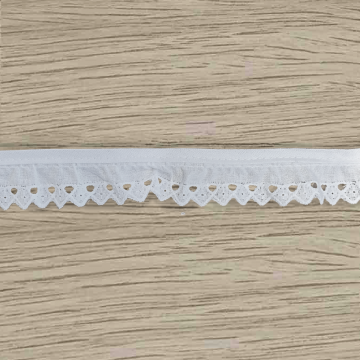 Broderie Band - Schulprand Ruffle - Wit - 25mm
