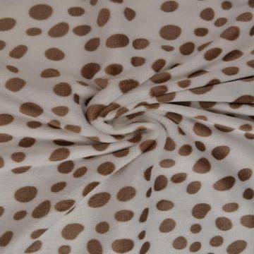 Knuffelfleece - brown Animalspots on white