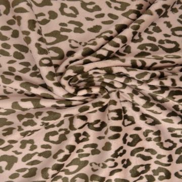 Knuffelfleece - Leopard brown on soft pink