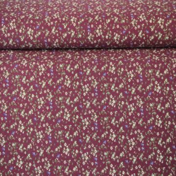 Soft Cotton -  Winter Flower Parade Wine Red