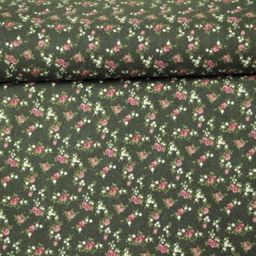 Soft Cotton - Your Typical Flower Dark Green
