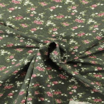Soft Cotton - Your Typical Flower Dark Green