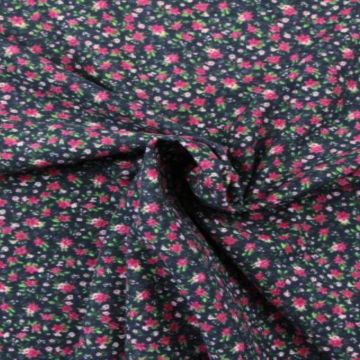 Soft Cotton - Sweet and Beautiful Flowers Dark Blue