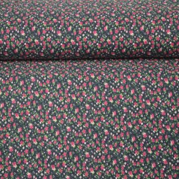 Soft Cotton - Sweet and Beautiful Flowers Dark Blue
