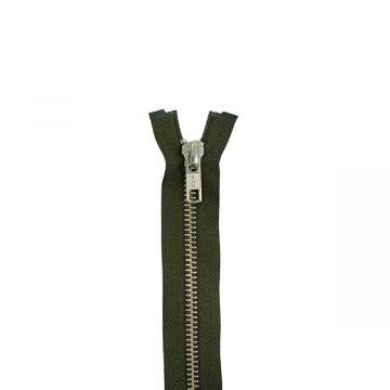 YKK Metalen Rits - Dubbel Deelbaar - Army Green/Silver - 85cm