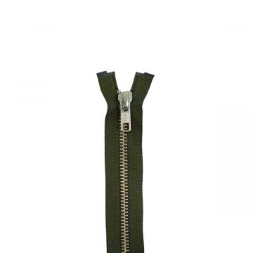 Metalen Rits Dubbel Deelbaar 85cm - Army Green/Silver