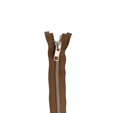 Metalen Rits Dubbel Deelbaar 85cm - Warm Brown/Silver