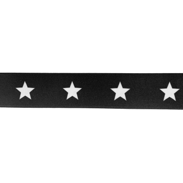 Elastiek 40mm - Stars - Black/White - 35 mm