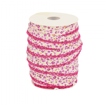 Biaisband - Bloemen met kant -2328 Lila/Roze 