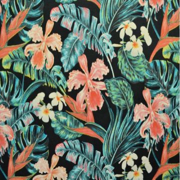 Katoenen Tricot - Summer Island Black