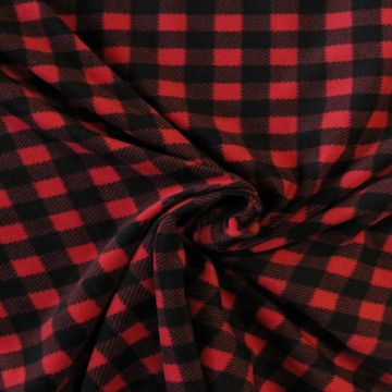 Fleece Print - Red/Black Small Squares