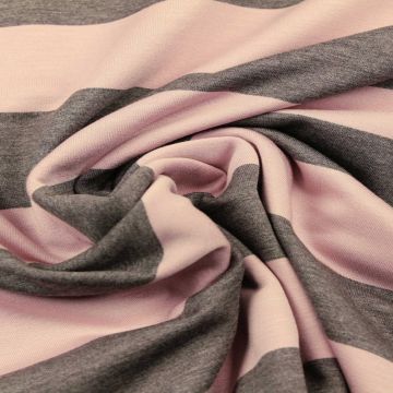 Katoenen Tricot - Big Pink Stripes