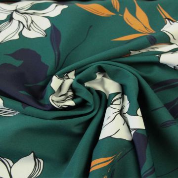 Lycra - Green with Flowers