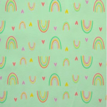 Katoenen Tricot - Love For Rainbows Light Mint