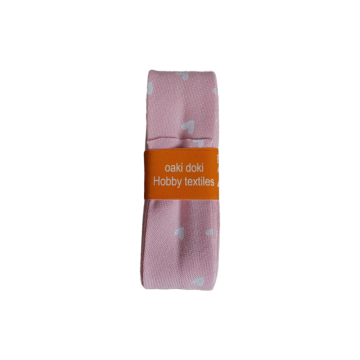Biaisband - 2m - Sweet Hearts on Vintage Soft Pink