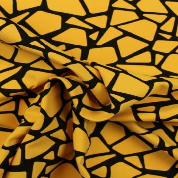 Katoenen Tricot - Mozaïek Ocher/Black