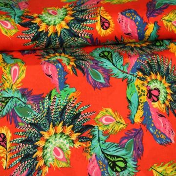 Indian Feathers on Red