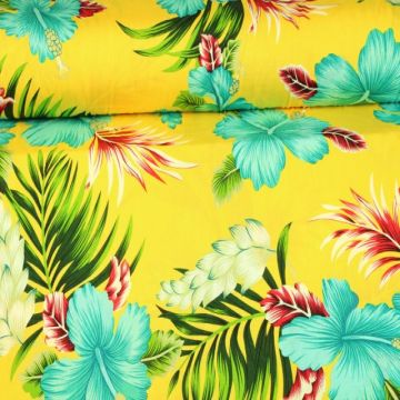 Tropical Flowers on Yellow