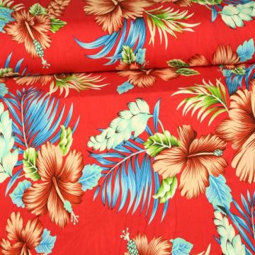 Hawaii Flowers on Red