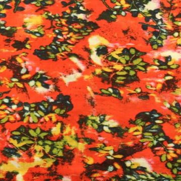 Cotton Viscose - Twigs on Red 
