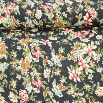 Cotton Viscose - Flowergarden on Navy