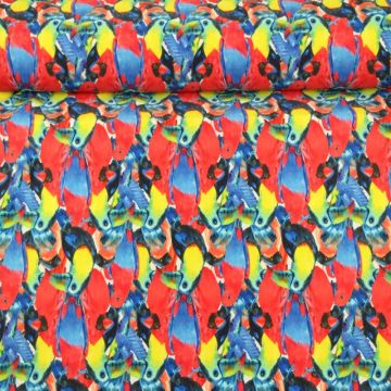 Lycra - Tropical Birds Red 
