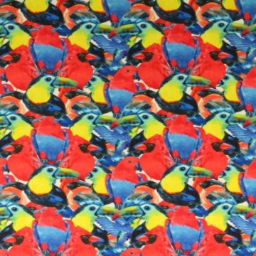 Lycra - Tropical Birds Red 