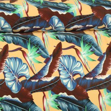 Lycra - Tropical Plants Blue 